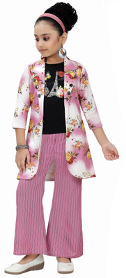 Arshia Fashions Girls Party(Festive) Top Pant(Pink)