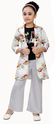 Arshia Fashions Girls Party(Festive) Top Pant(White)