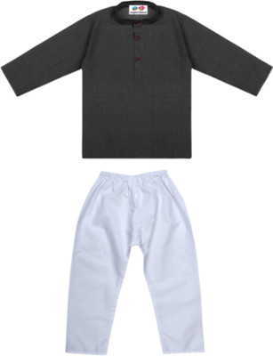 Superminis Boys Festive & Party Kurta and Pyjama Set(Black Pack of 1)