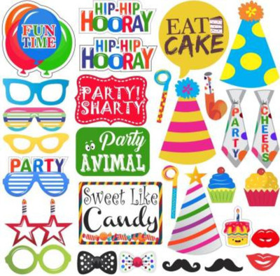 GOLDEN CART Universal Party Theme Props, Suitable props for all party Photo Booth Board (Set of 30 ) Photo Booth Board(Birthday, Party, Graduation, Bachelorette, Wedding