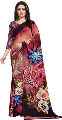 Kalaa Varsha Printed, Digital Print, Graphic Print, Floral Print Bollywood Georgette Saree(Magenta)