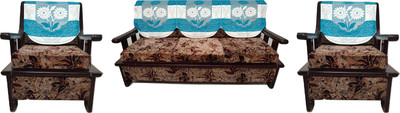 Dakshya Industries Cotton 3 Seater Sofa Floral Cover(Pack of 3 Blue, White)