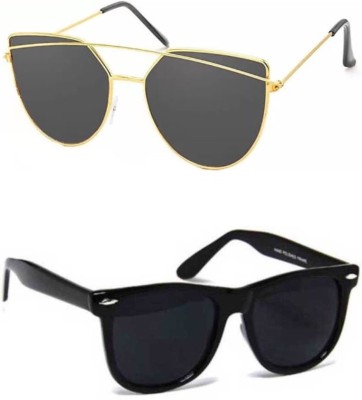 shadz Aviator Sunglasses(For Men & Women, Black, Black)