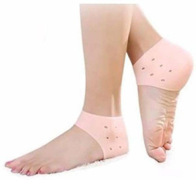 Granny Smith Anti heel crack set socks pain foot gel relief Heel Support(Brown)