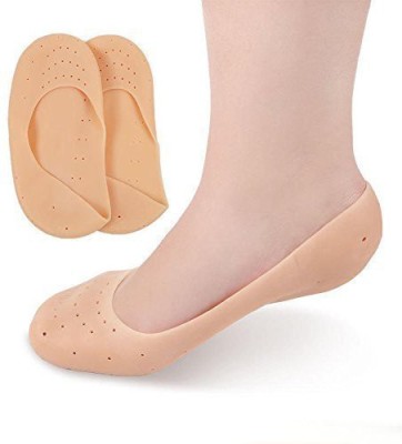 AlexVyan Full Foot Care Silicone Gel Heel Socks with Hole for Dry Hard Cracked Heels Repair Heel Support(Orange)