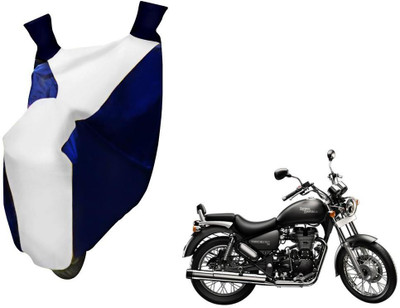 WolkomHome Two Wheeler Cover for Royal Enfield(Thunderbird 500, Blue, White)