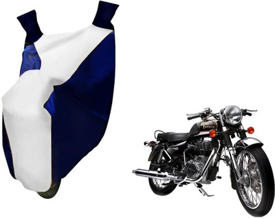 WolkomHome Two Wheeler Cover for Royal Enfield(Electric, Blue, White)