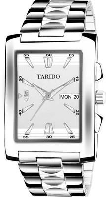 Tarido 1803SM03 white Dial Square Shaped Day & Date Functioning Stainless Steel Bracelet Premium Watch for Men/Boys Analog Watch  - For Men