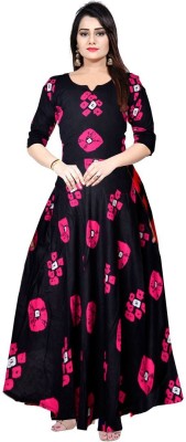 SILVER ORGANISATION Women Gown Black, Pink Dress