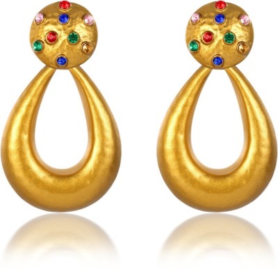 Jewels Galaxy Trendy Luxuria Gold-plated Cubic Zirconia Copper Chandbali Earring