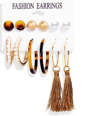 Jewels Galaxy Contemporary Gold Plated Pearl Copper Hoop Earring