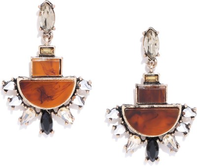 Jewels Galaxy Trendy Luxuria Gold-plated Brown Crystal Alloy Drops & Danglers