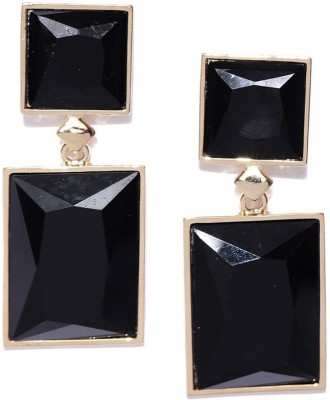 Jewels Galaxy Luxuria Trendy Black Gold-plated Crystal Alloy Drops & Danglers