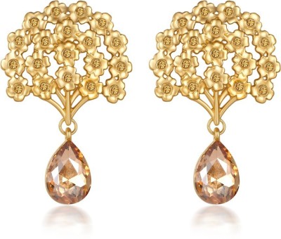 Jewels Galaxy Trendy Luxuria Gold-plated Beige Crystal Alloy Drops & Danglers