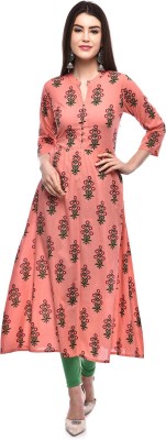 GLAM ROOTS Women Printed A-line Kurta(Pink)