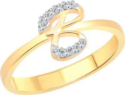 VIGHNAHARTA initial ''B'' Letter Alloy Cubic Zirconia Gold Plated Ring