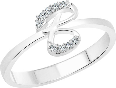 VIGHNAHARTA initial ''B'' Alphabet Alloy Cubic Zirconia Gold Plated Ring