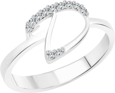 VIGHNAHARTA initial ''D'' Alphabet Alloy Cubic Zirconia Gold Plated Ring