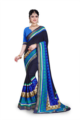 Oomph! Printed Bollywood Georgette Saree(Dark Blue)