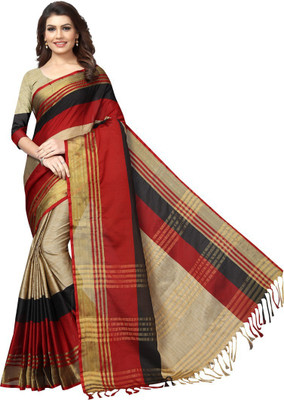 HITESH ENTERPRISE Striped Bollywood Cotton Silk Saree(Multicolor)