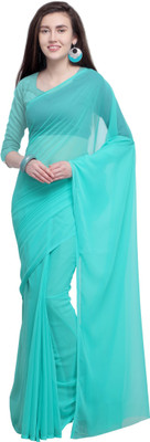 Payal Sarees Solid/Plain Daily Wear Georgette Saree(Light Blue)