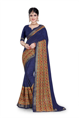 Oomph! Printed Bollywood Georgette Saree(Dark Blue)