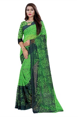 RUNAYA NX Floral Print Bollywood Georgette Saree(Green)