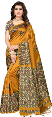 ZAKHRO Printed Bhagalpuri Cotton Silk Saree(Multicolor)