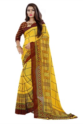 RUNAYA NX Floral Print Bollywood Georgette Saree(Yellow)