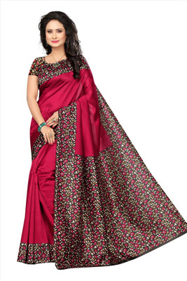 Rightshape Floral Print Mysore Art Silk Saree(Multicolor)