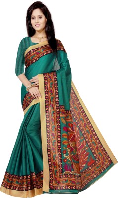 Vimalnath Synthetics Printed Mysore Cotton Blend Saree(Light Green)