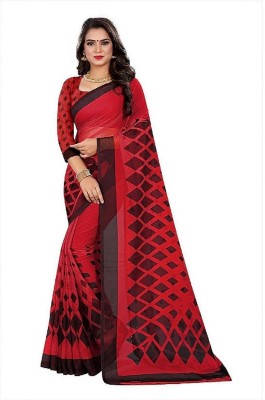 Guru Alankar Printed Daily Wear Chiffon Saree(Red)