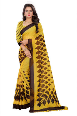 Vimalnath Synthetics Printed Daily Wear Georgette Saree(Yellow)