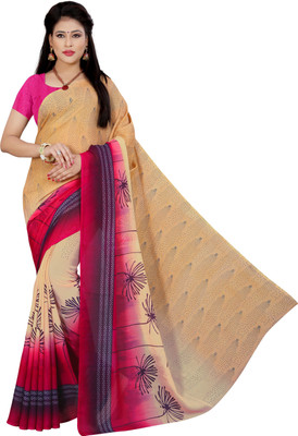 Vimalnath Synthetics Printed Daily Wear Georgette Saree(Beige)