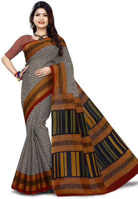 Jevi Prints Printed Daily Wear Pure Cotton Saree(Multicolor)