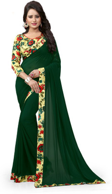 mahalaxmi fab Solid/Plain Bollywood Georgette Saree(Dark Green, Green)