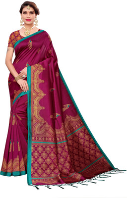 Salooni Printed Mysore Silk Blend Saree(Maroon)