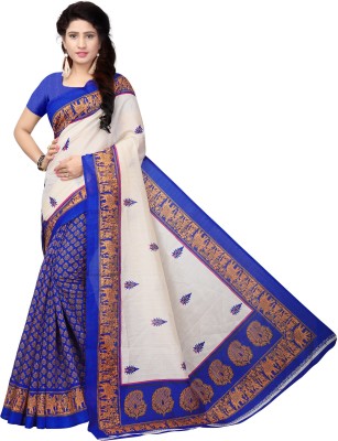 Vimalnath Synthetics Printed Bollywood Cotton Blend Saree(Blue)