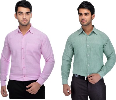 DESHBANDHU KHADI Men Solid Formal Multicolor Shirt(Pack of 2)