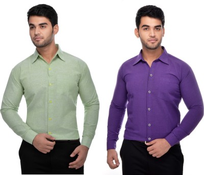 DESHBANDHU KHADI Men Solid Formal Multicolor Shirt(Pack of 2)