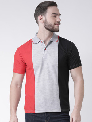 TSX Color Block Men Polo Neck Grey T-Shirt