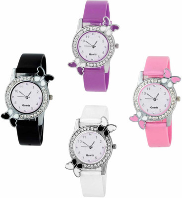 Stepso Diamond Studded Attractive Butterfly Stylish Analog Watch  - For Girls