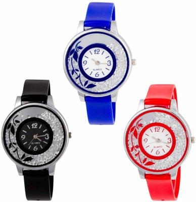 SPLAZOS Girls Diamond Round Attractive Multicolor Combo Set Of Three Analog Watch  - For Women