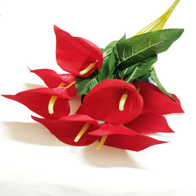 artificial hub Anthurium artificial flower Red Peace Lily Artificial Flower(25 inch, Pack of 1, Flower Bunch)