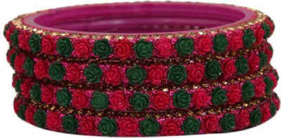 keshavmadhav Glass Zircon Bangle Set(Pack of 4)