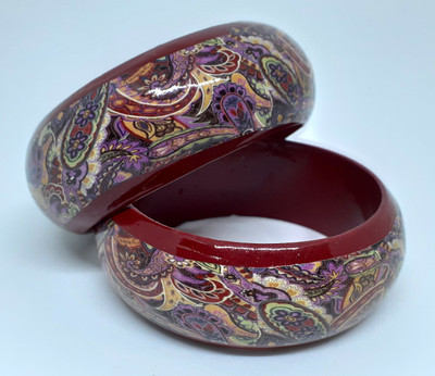 R J Traders Wood Enamel Bangle(Pack of 2)