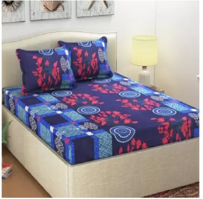 Home Readiness 140 TC Polycotton Double Printed Flat Bedsheet(Pack of 1, Multicolor)