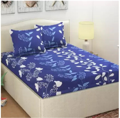 NIHAL VILLAS 140 TC Polycotton Double Printed Flat Bedsheet(Pack of 3, Blue)