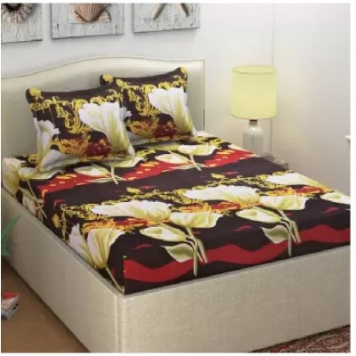 Home Readiness 140 TC Polycotton Double Floral Flat Bedsheet(Pack of 1, Multicolor)