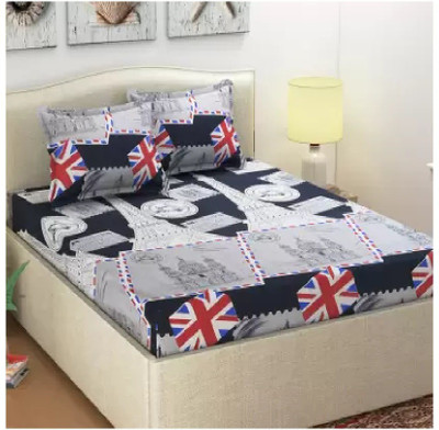Decor Home Readiness 140 TC Polycotton Double Printed Flat Bedsheet(Pack of 1, Multicolor)